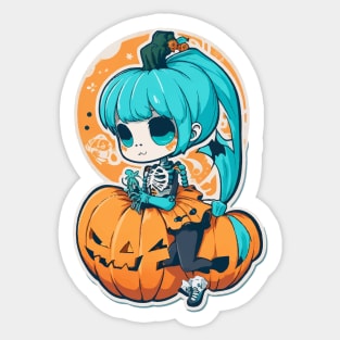 Halloween Skeleton Kawaii Girl Sticker